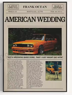 Frank Ocean Newspaper Wall Poster "AMERICAN WEDDING"