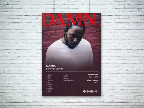 Kendrick Lamar Album Cover Poster "DAMN."