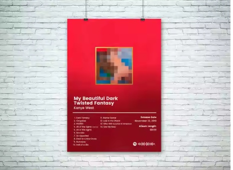 Kanye West Album Cover Poster "My Beautiful Dark Twisted Fantasy"