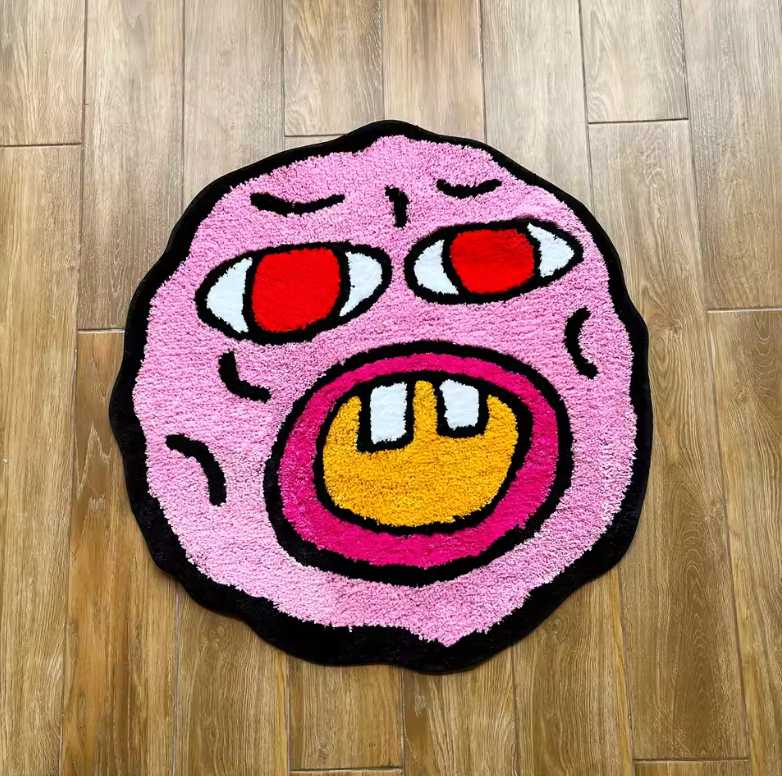 Pink Monster Face Rug