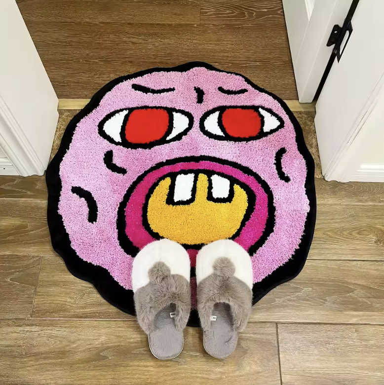 Pink Monster Face Rug