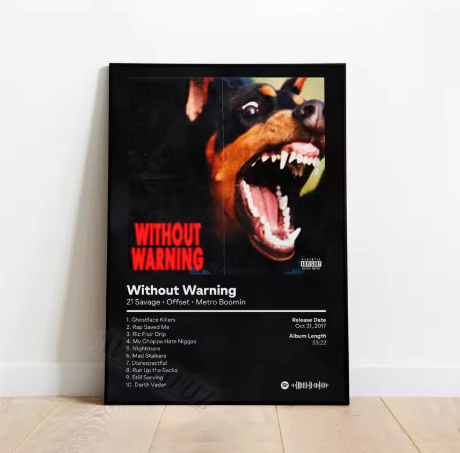 21 Savage x Offset x Metro Boomin Album Cover Poster "Without Warning"