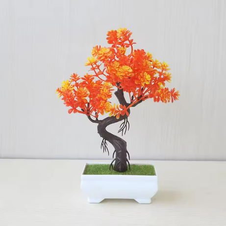 Artificial Potted Tree Orange/Yellow Small